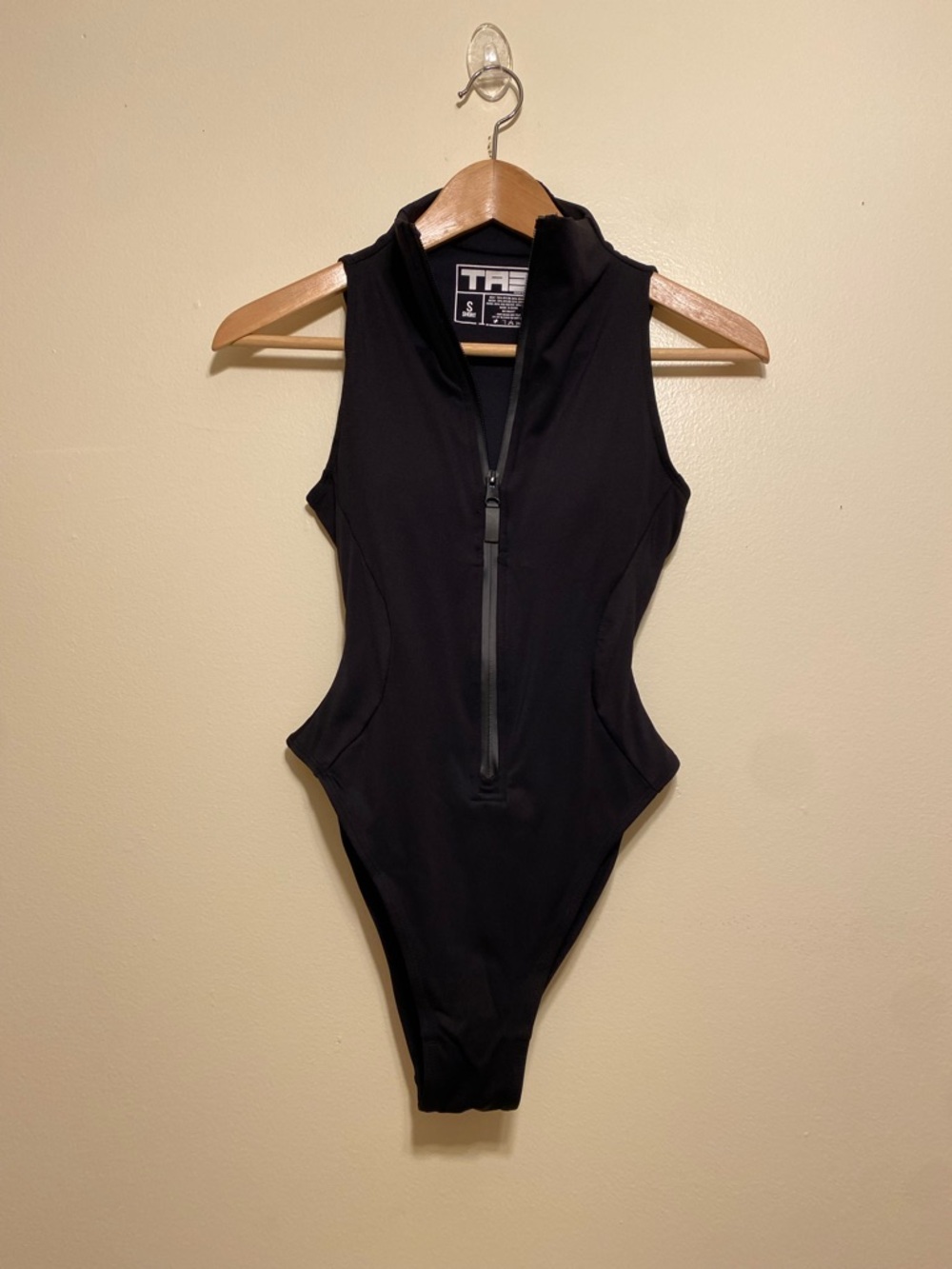 TAE BLACK BACK TIE SWIMSUIT. Size S Short